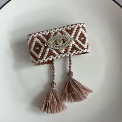 Evil Eye Brown Black Multicolour Threads Anti Tarnish Adjustable Bracelet For Women