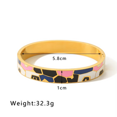 Rainbow Multicolour Enamel 18K Gold Plated Openable Kada Bracelet For Women