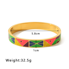 Rainbow Multicolour Enamel 18K Gold Plated Openable Kada Bracelet For Women