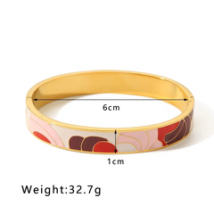 Rainbow Multicolour Enamel 18K Gold Plated Openable Kada Bracelet For Women