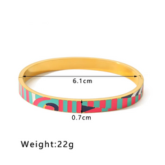 Rainbow Multicolour Enamel 18K Gold Plated Openable Kada Bracelet For Women