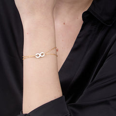 Minimal Infinity Charm Rose Silver Gold Anti Tarnish Brass Bracelet