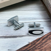 Rectangle Black Solid Cufflinks In Box