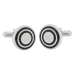 Round Black Target Cufflinks In Box