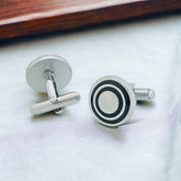 Round Black Target Cufflinks In Box