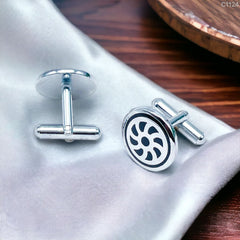 Round Black Eye Cufflinks In Box
