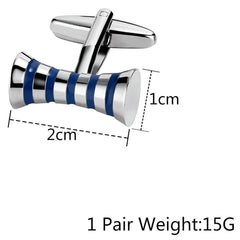 Ribbon Blue Bow Stripe Cufflinks In Box Group2