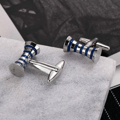 Ribbon Blue Bow Stripe Cufflinks In Box Group2