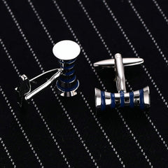 Ribbon Blue Bow Stripe Cufflinks In Box Group2