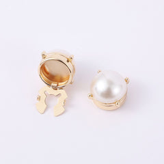 Round Pearl 18K Gold White Anti Tarnish Single Shirt Button Cover For Unisex