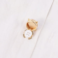 Round Pearl 18K Gold White Anti Tarnish Single Shirt Button Cover For Unisex