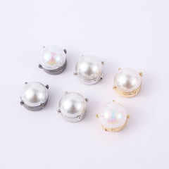 Round Pearl 18K Gold White Anti Tarnish Single Shirt Button Cover For Unisex