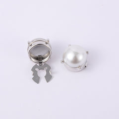 Round Pearl 18K Gold White Anti Tarnish Single Shirt Button Cover For Unisex