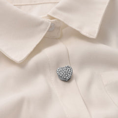 Heart Cubic Zirconia 18K Gold Anti Tarnish Single Shirt Button Cover For Unisex