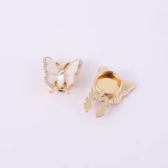 Butterfly Mother Of Pearl 18K Gold White Anti Tarnish Single Shirt Button Cover For Unisex