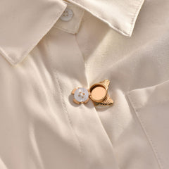 Butterfly Mother Of Pearl 18K Gold White Anti Tarnish Single Shirt Button Cover For Unisex