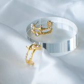 Dented Cubic Zirconia Pearl 18K Gold Stainless Steel Anti Tarnish Hoop Earring For Women