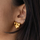 Heart 18K Gold Stainless Steel Anti Tarnish Stud Earring For Women