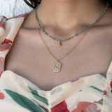 Hamsa Evil Eye Cubic Zirconia 18K Gold Stainless Steel Anti Tarnish Necklace Pendant Chain For Women