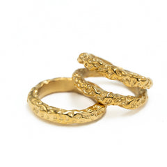 Rustic Romance 18K Gold Stainless Steel Anti Tarnish Combo Set Of 2 Ring For Women