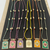 Dual Heat Gold Multi Beads Thread Anti Tarnish Necklace Pendant
