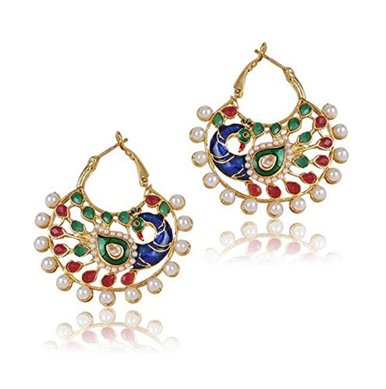 18K Gold Plated Peacock Meenakari Earring For Women