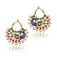 18K Gold Plated Peacock Meenakari Earring For Women