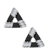 Triangle Aaa Crystal American Diamond Spinal Black Stud Earring
