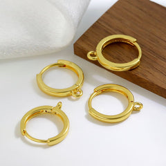 Cubic Zirconia Gold Hoop Earring Pair For Women