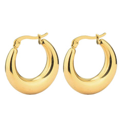 Daily Casual Stainless Steel Anti Tarnish Gold Hoop Earring Pair