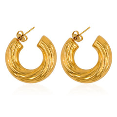 Layered Gold Glossy 18K Gold Anti Tarnish Copper Hoop Bali Earring for Women