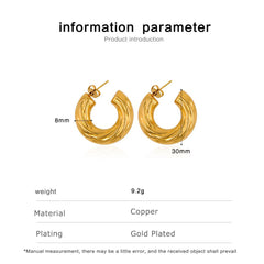Layered Gold Glossy 18K Gold Anti Tarnish Copper Hoop Bali Earring for Women