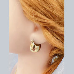 Glossy 18K Gold Anti Tarnish Disco Hoop Bali Earring for Women