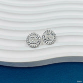 Luxury Cubic Zirconia Silver Anti Tarnish Stud Earring For Women