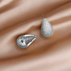 Teardrop Pave Paisley Mango CZ Gold Anti Tarnish Stud Earring