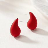 Resin Tear Drop Red Silver Anti Tarnish Stud Earring For Women