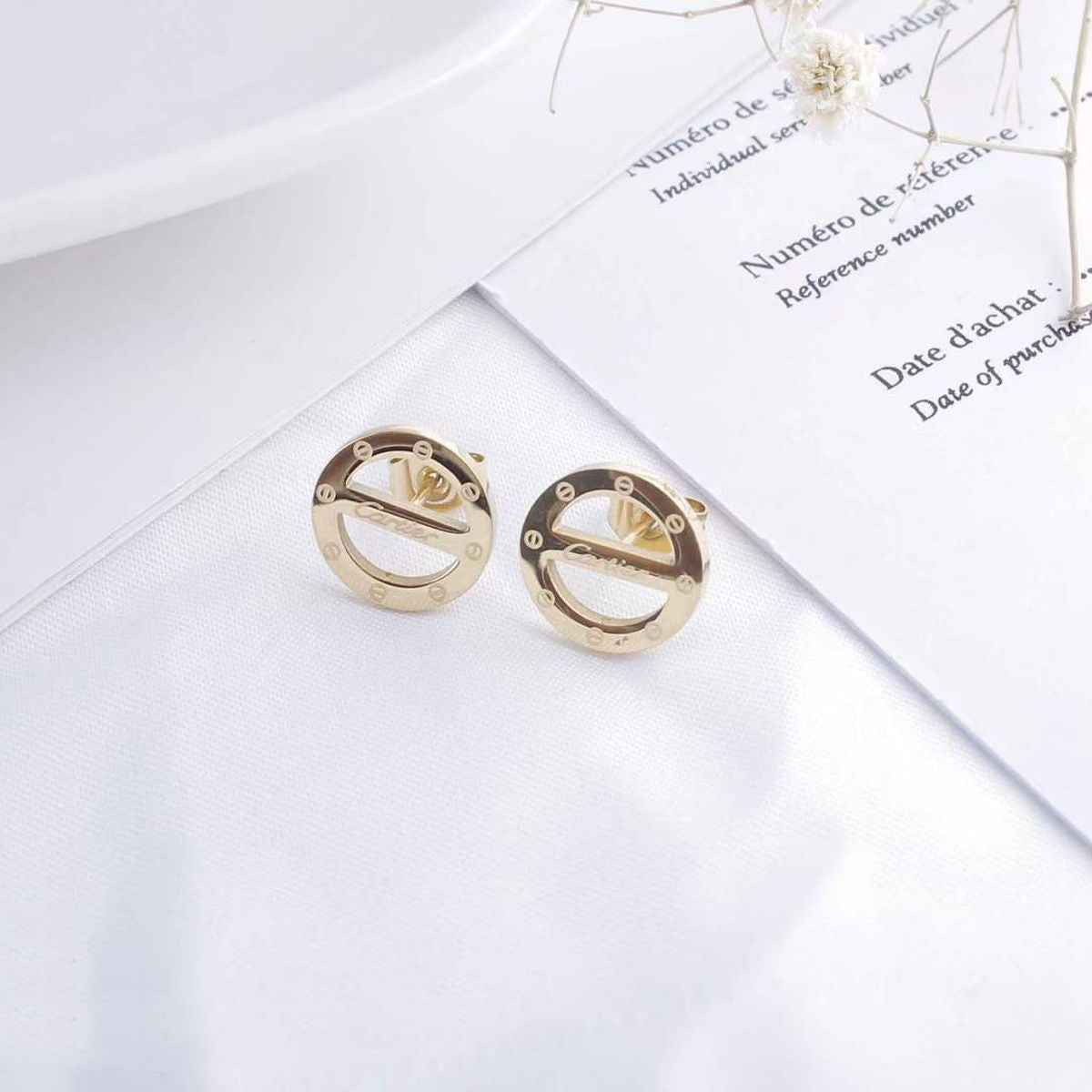 Screw 18K Gold Anti Tarnish Stainless Steel Stud Earring For Women