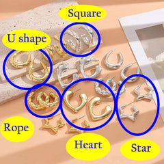Glossy Square 18K Gold Anti Tarnish Hoop Earring For Women