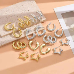 Glossy Square 18K Gold Anti Tarnish Hoop Earring For Women