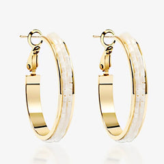 Simple Enamel Black 18K Gold Anti Tarnish Hoop Earring For Women
