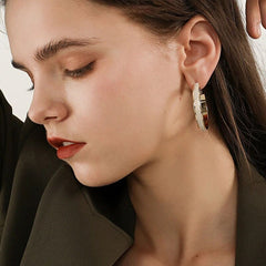 Simple Enamel Black 18K Gold Anti Tarnish Hoop Earring For Women