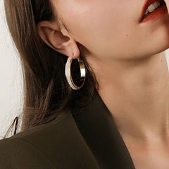 Simple Enamel Black 18K Gold Anti Tarnish Hoop Earring For Women
