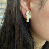 Cloud Mother Of Pearl White 18K Gold Brass Anti Tarnish Stud Earring For Women