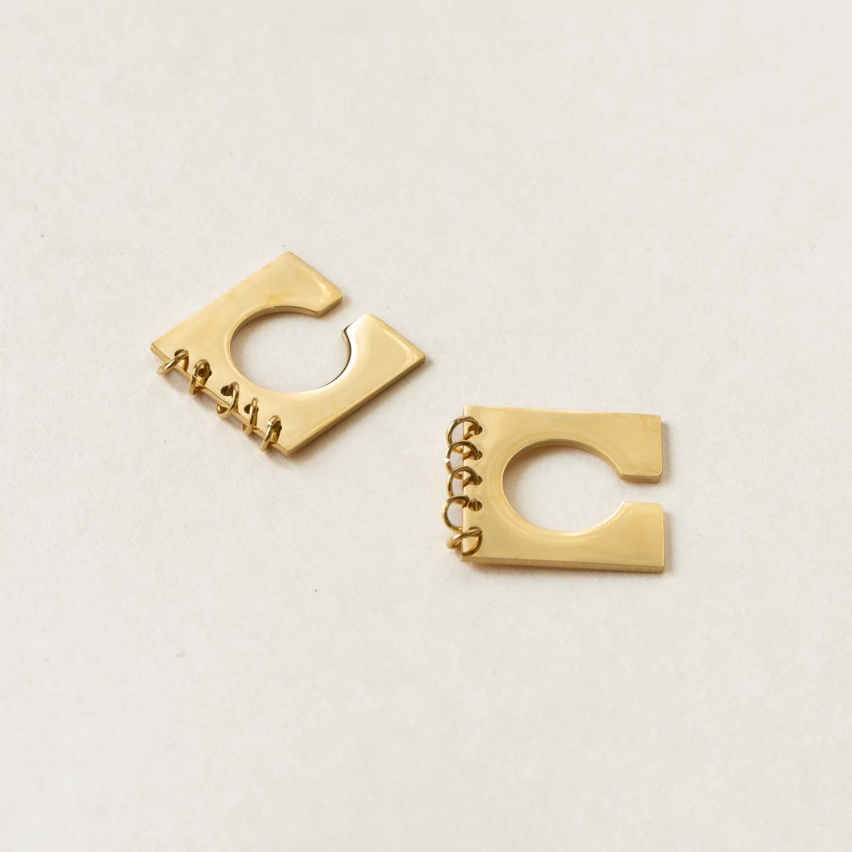 Square Round 18K Gold Brass Anti Tarnish Ear Cuff Earring For Women