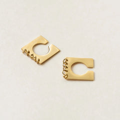 Square Round 18K Gold Brass Anti Tarnish Ear Cuff Earring For Women