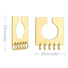 Square Round 18K Gold Brass Anti Tarnish Ear Cuff Earring For Women
