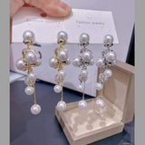 Grapes 18K Gold White Pearl Anti Tarnish Dangler Tassel Earring For Women