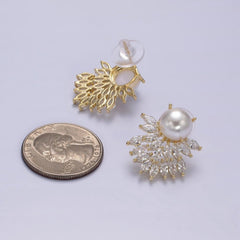 Marquise Cubic Zirconia Pearl White 18K Gold Anti Tarnish Stud Earring For Women