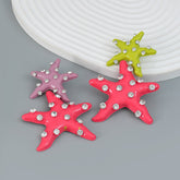 Big Star Cubic Zirconia Enamel Pink Multicolour Silver Alloy Dangler Earring For Women