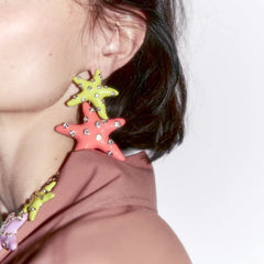 Big Star Cubic Zirconia Enamel Pink Multicolour Silver Alloy Dangler Earring For Women Group6